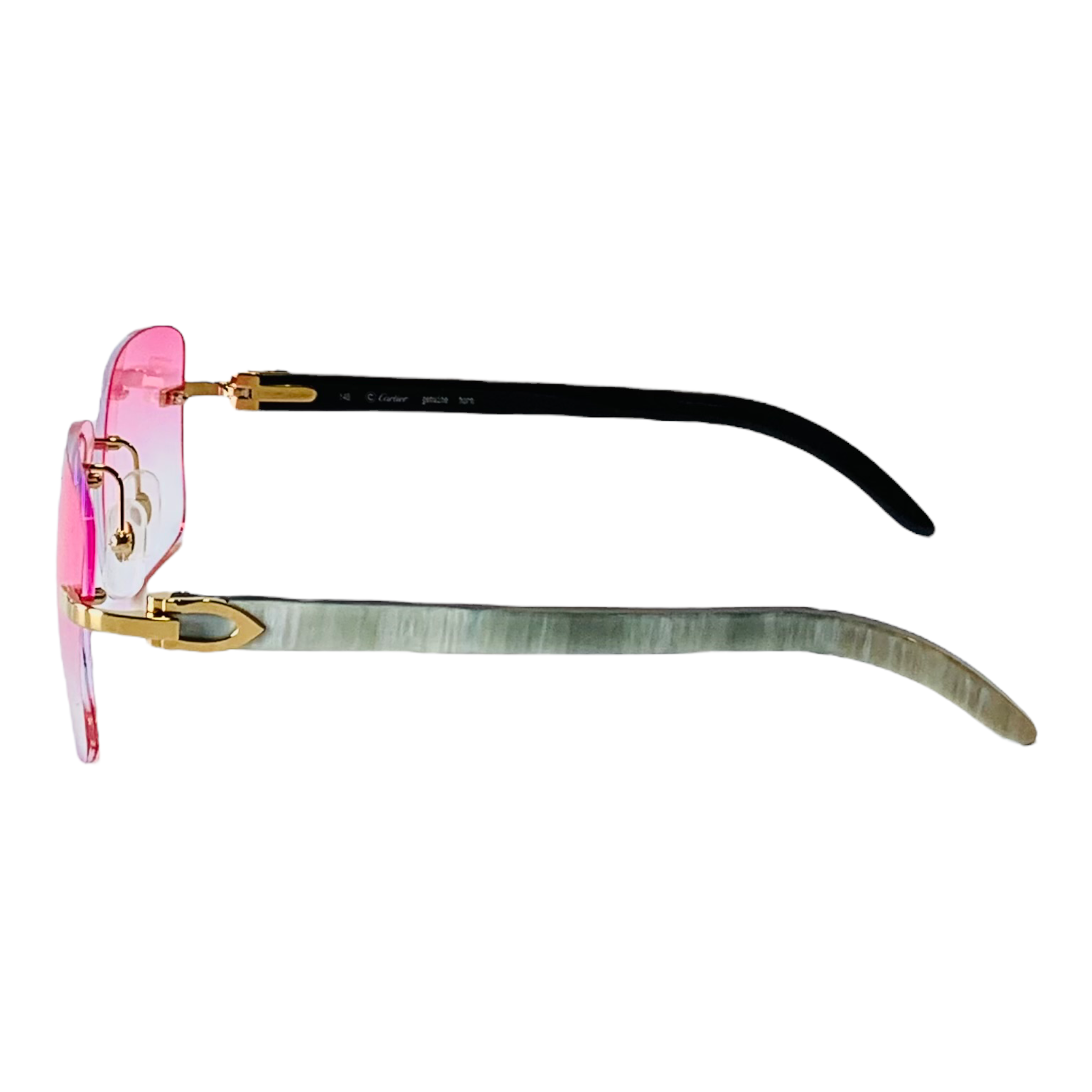 CARTIER GENUINE WHITE BUFFALO HORN W CUSTOM PINK GRADIENT LENSES